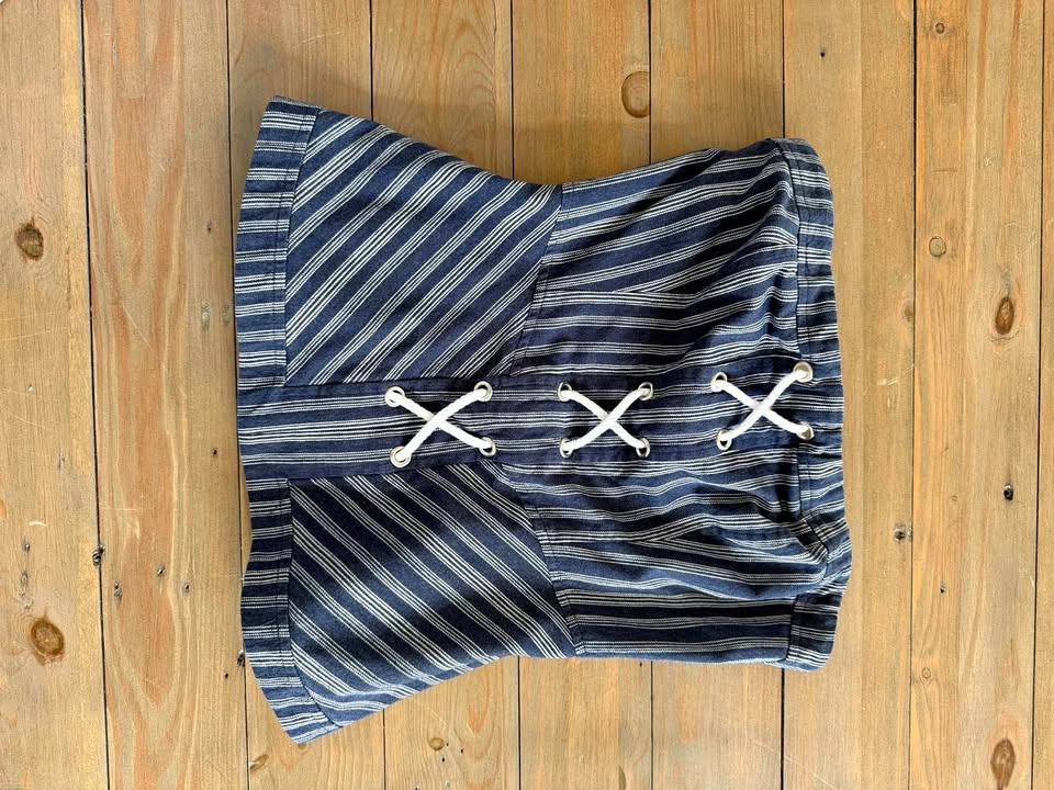 Intermix Strapless Navy Striped Corset Top – Size 4