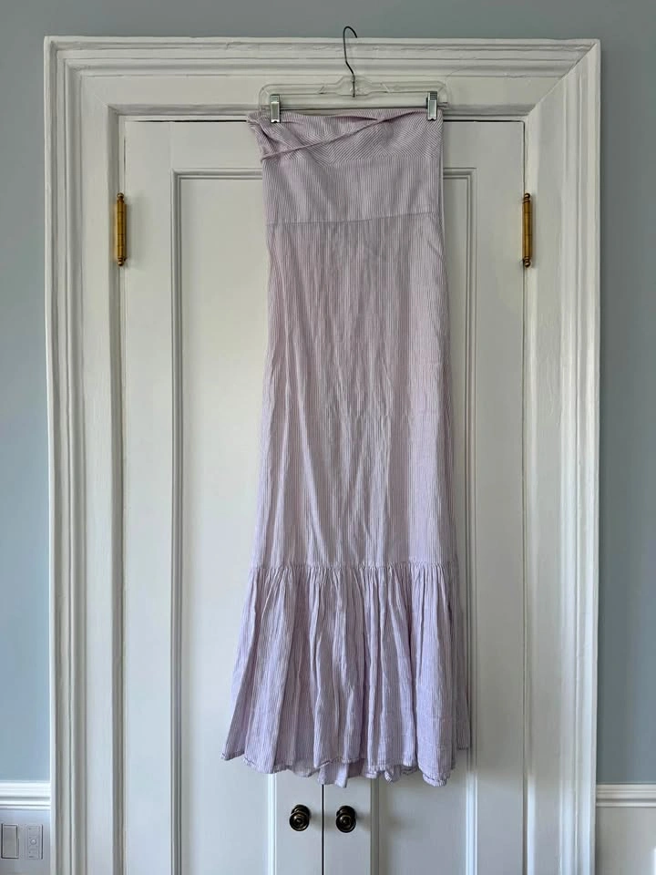 Intermix Strapless Maxi Dress – Light Pink Stripe – Size 4