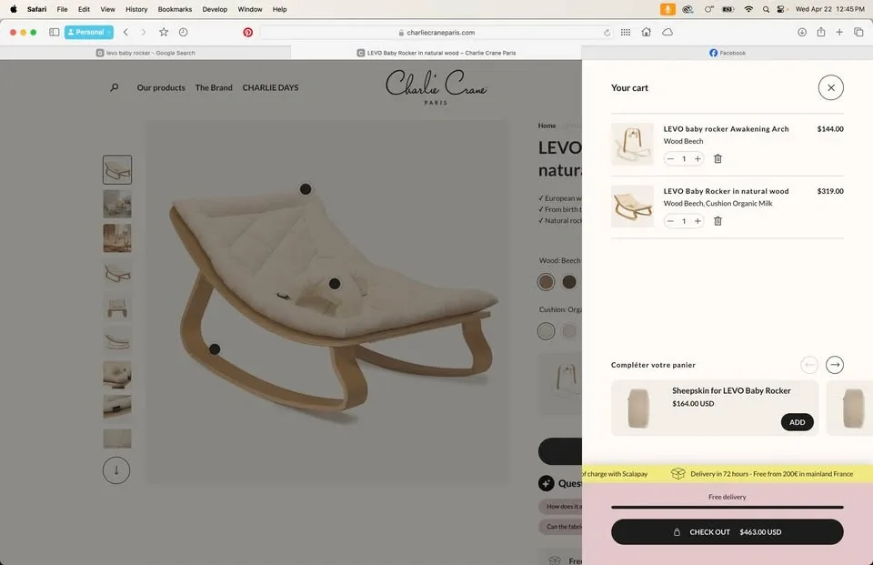 Orig $463 NEW IN BOX Charlie Crane Baby Rocker + Arch - photo 2