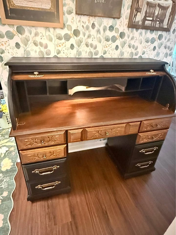 Refinished Vintage Roll Top Desk