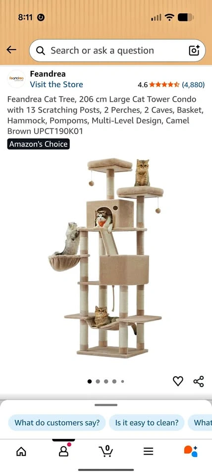 Brand New 206cm Camel Brown Cat Tree - Unopened