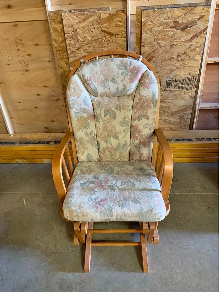 Vintage Wooden Rocking Chair With Cushions