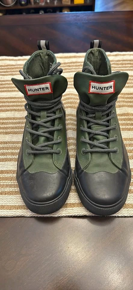 Hunter Adult Unisex Dipped Canvas High Top Sneakers Olive M6 / W