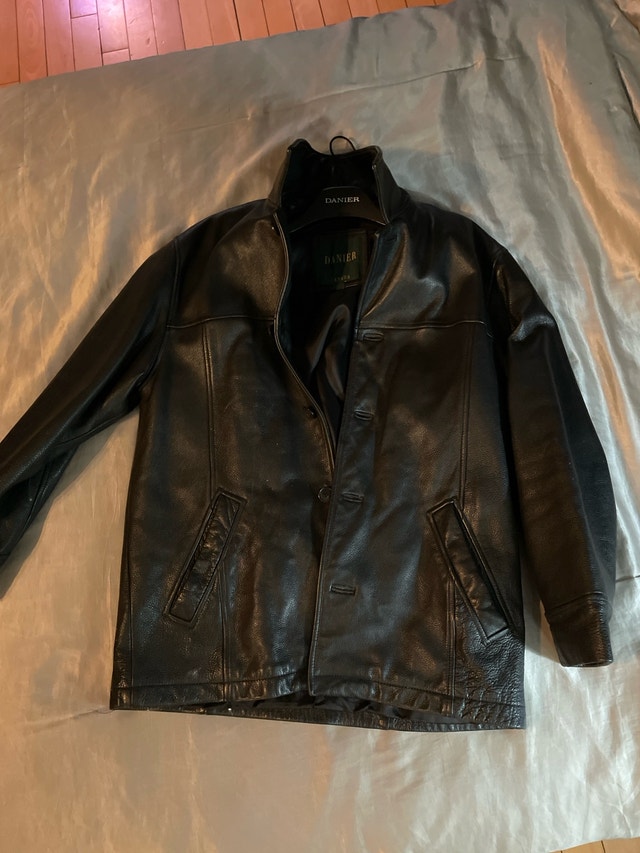 Danier Black Leather Jacket - Size S/P
