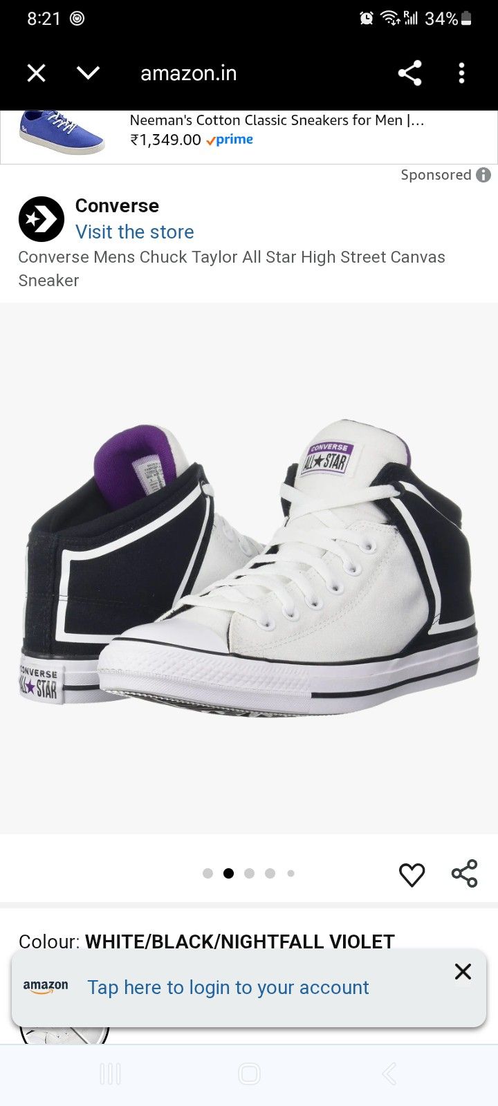 Converse Mens Chuck Taylor All Star High Street Canvas Sneaker s