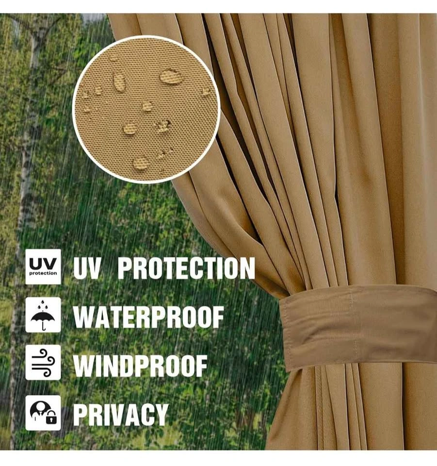 Brand New 10’ x 12’ Waterproof Gazebo Curtains - Khaki (4-Panels - photo 4