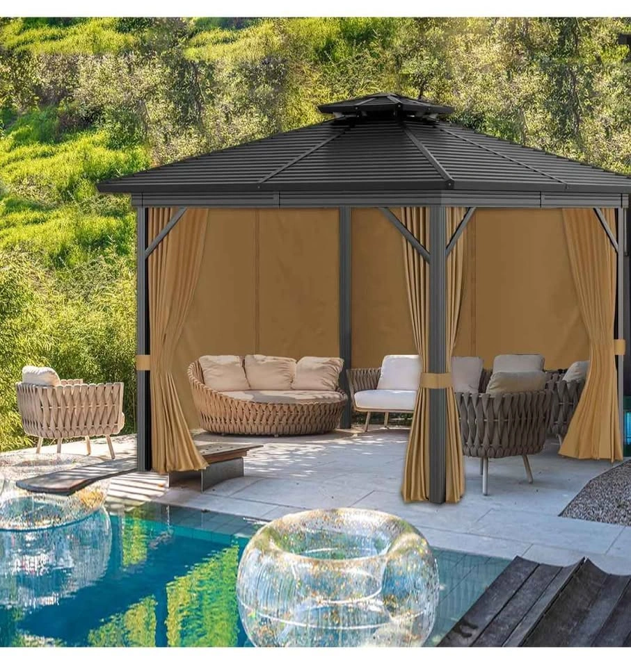 Brand New 10’ x 12’ Waterproof Gazebo Curtains - Khaki (4-Panels - photo 5