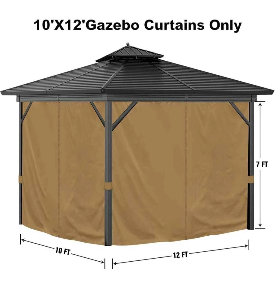 Brand New 10’ x 12’ Waterproof Gazebo Curtains - Khaki (4-Panels - photo 2