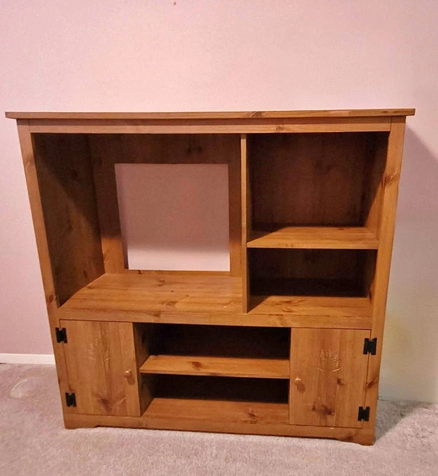 Oak Entertainment Center with Storage