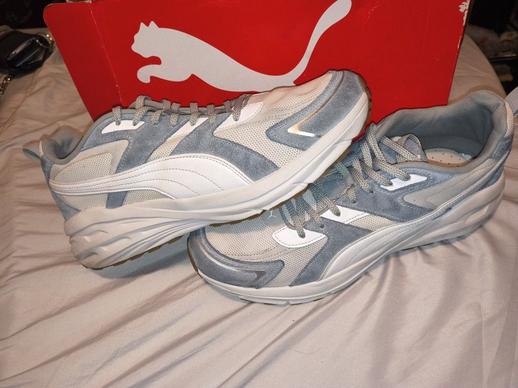 PUMA MENS Hypnotic LS Warm White Grey Size 12