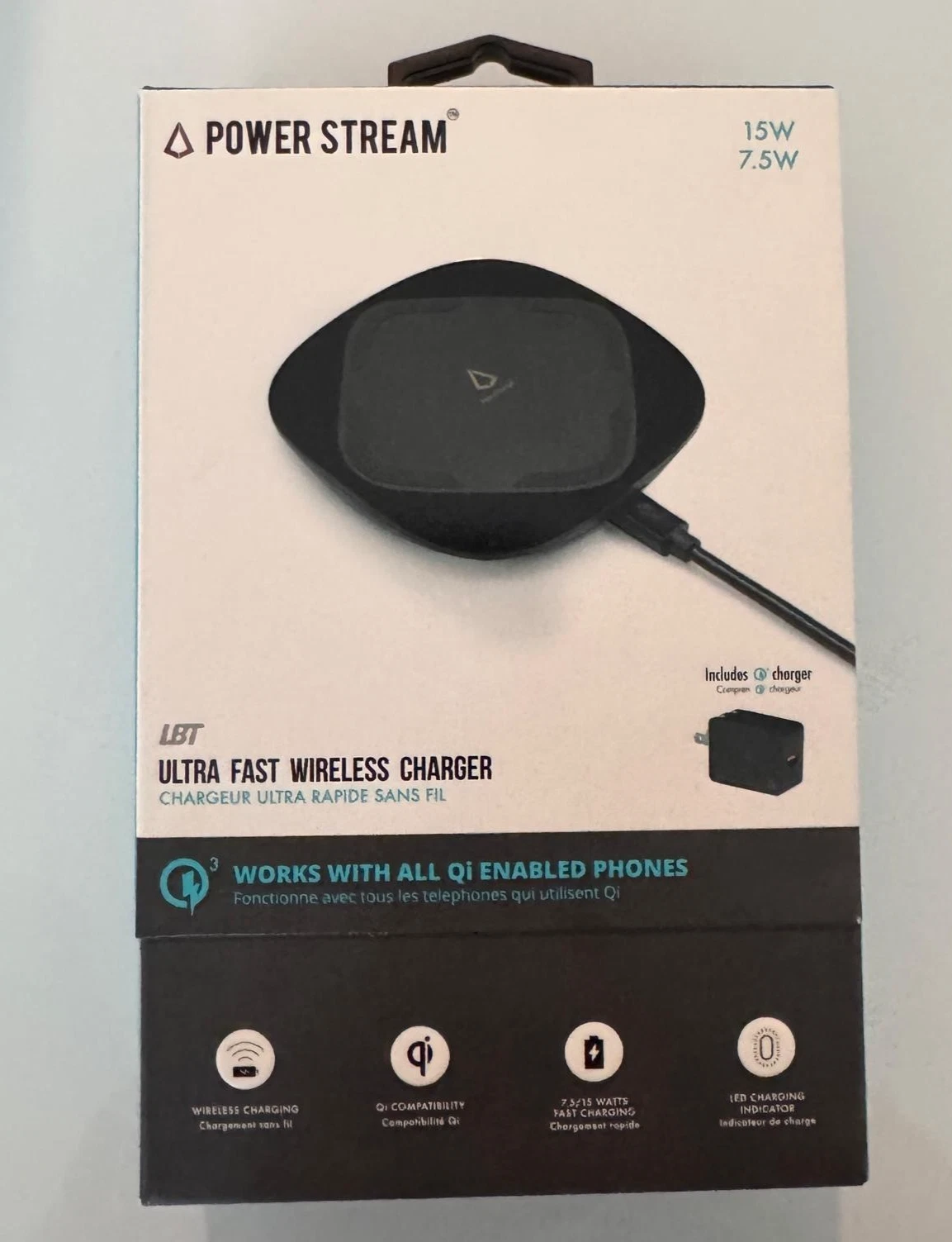 LBT Power Stream Ultra-Fast 15W Wireless Charger Pad w/ Charger