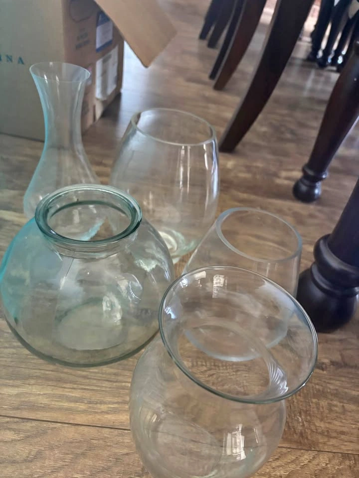 Assorted Clear Glass Vases