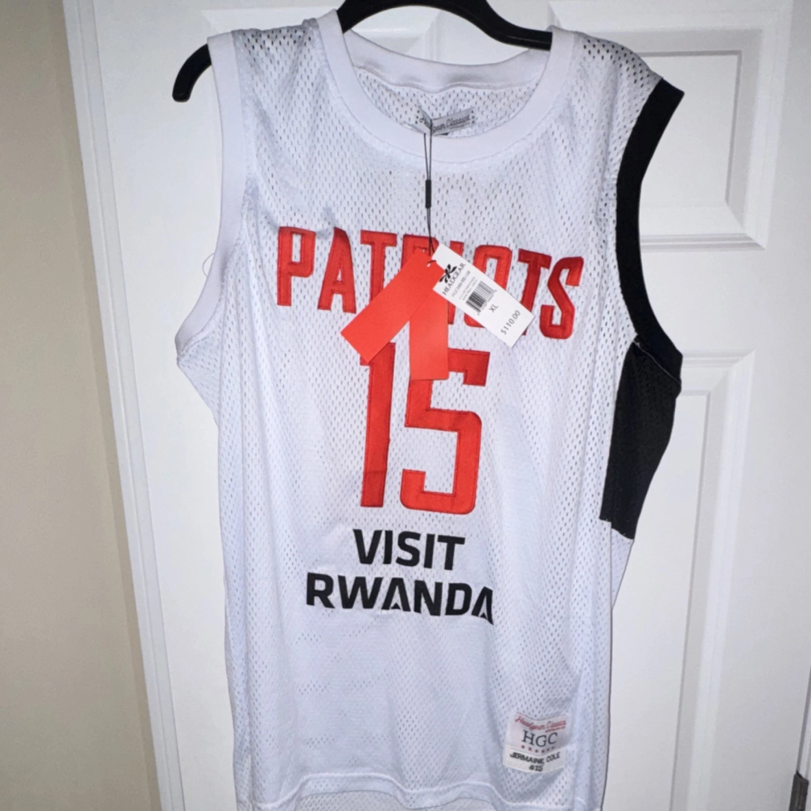 Headgear Patriots J. Cole #15 Basketball Jersey XL White Red Bla