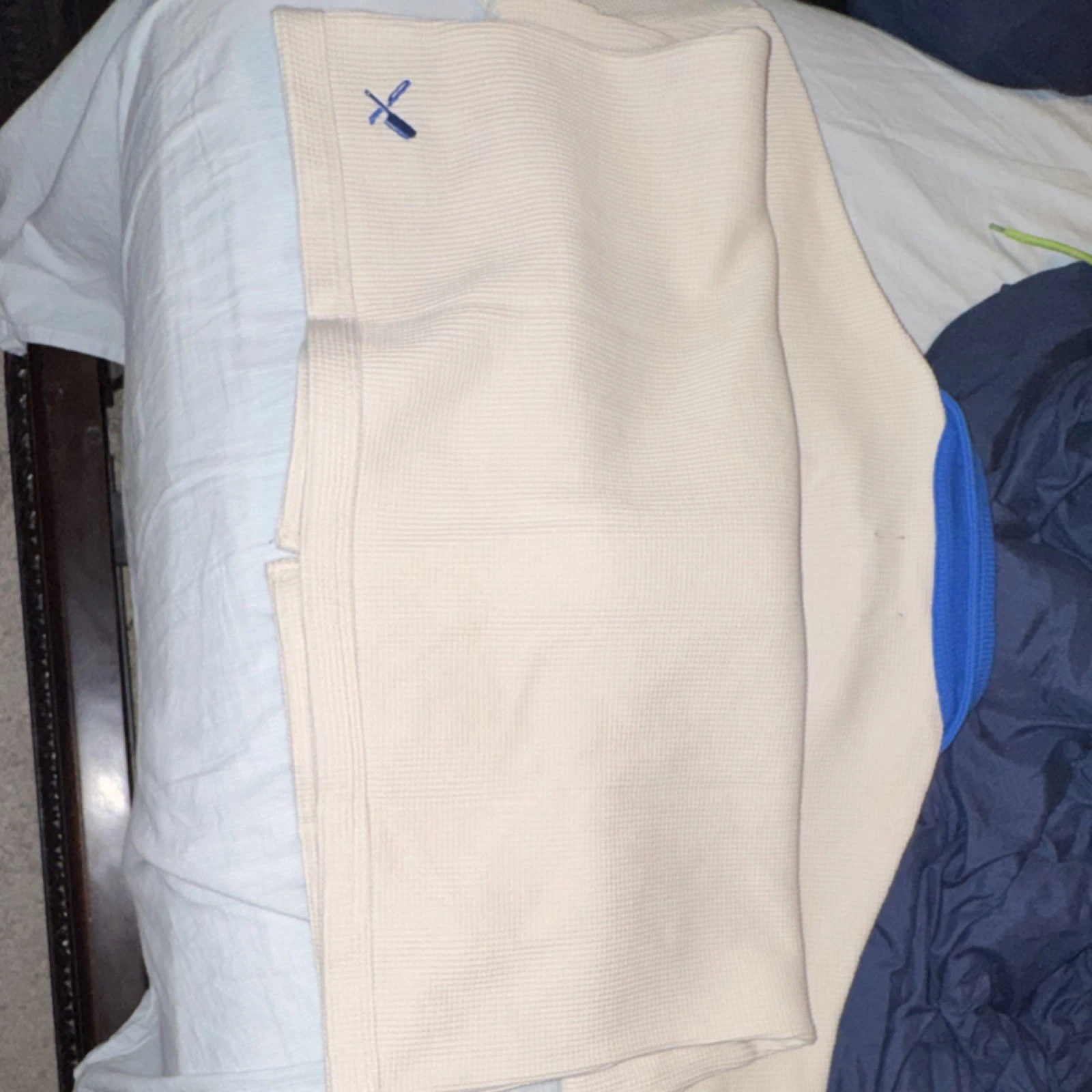 distorted people Dolce Vita Waffle Button-Up Shirt Beige Blue Em - photo 3