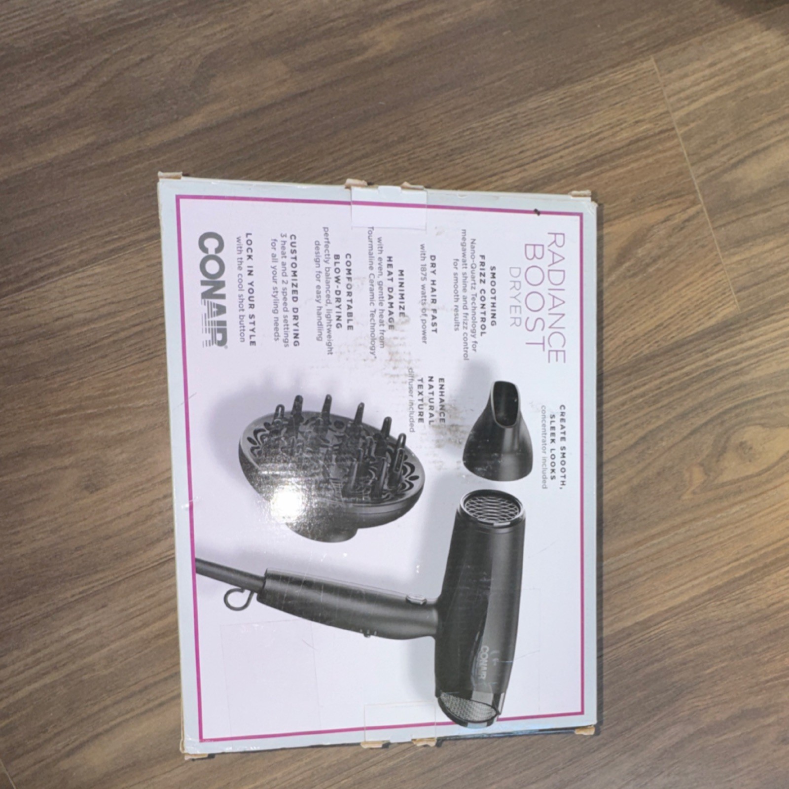 Conair Radiance Boost Dryer 1875W Black Diffuser Nano Quartz Cer - photo 3