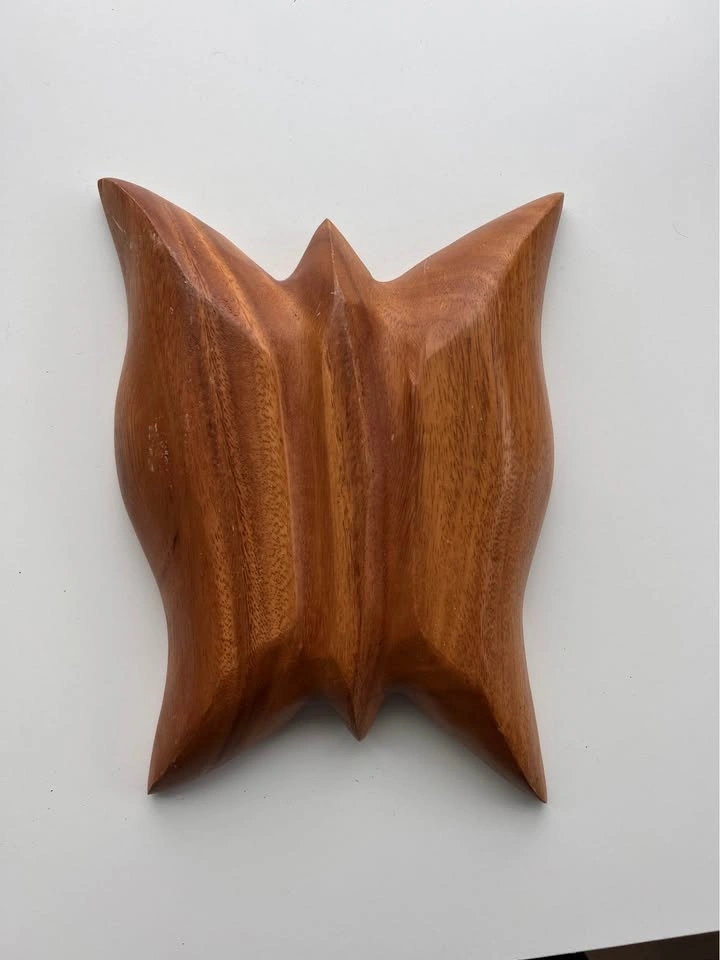 Vintage Butterfly Carved Teak Wood Serving Bowl MCM - photo 3