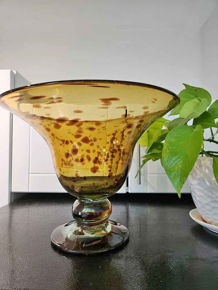Vintage Murano-Style Art Glass Pedestal Bowl