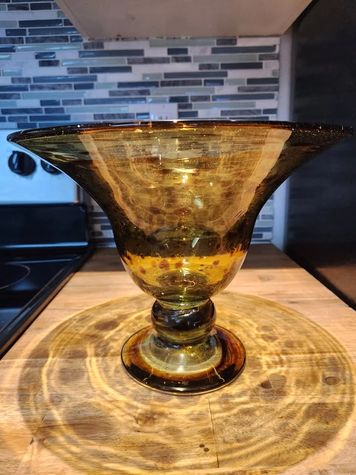 Vintage Murano-Style Art Glass Pedestal Bowl - photo 2