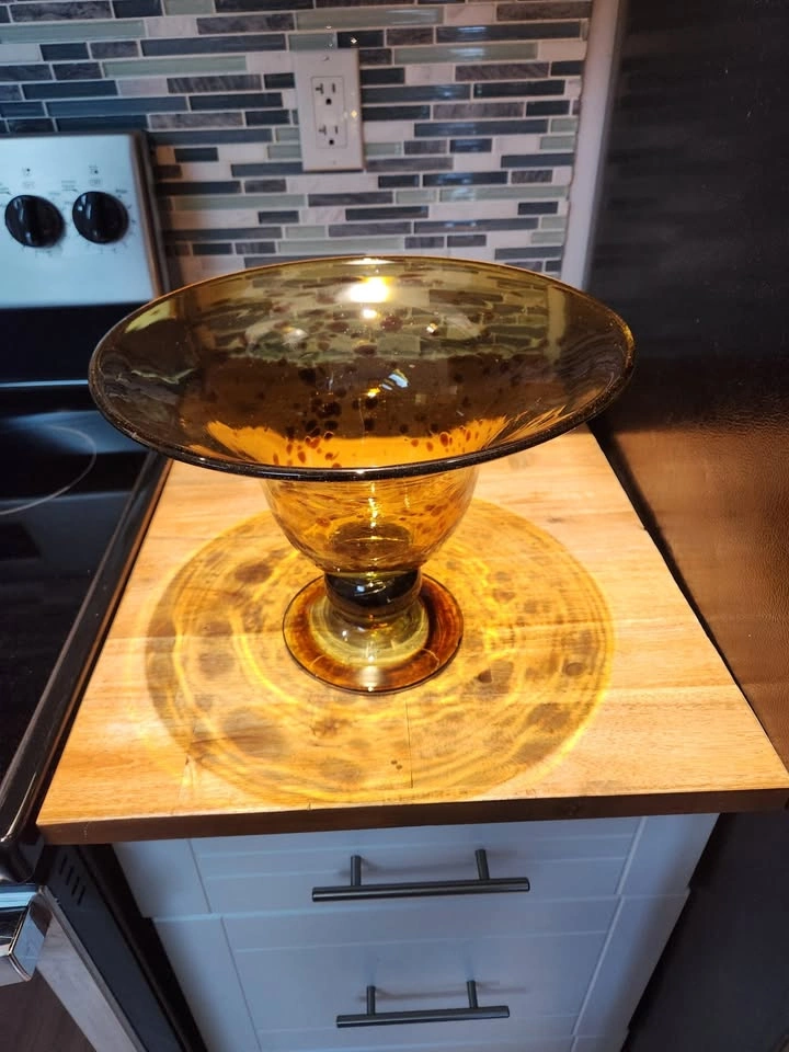 Vintage Murano-Style Art Glass Pedestal Bowl - photo 4