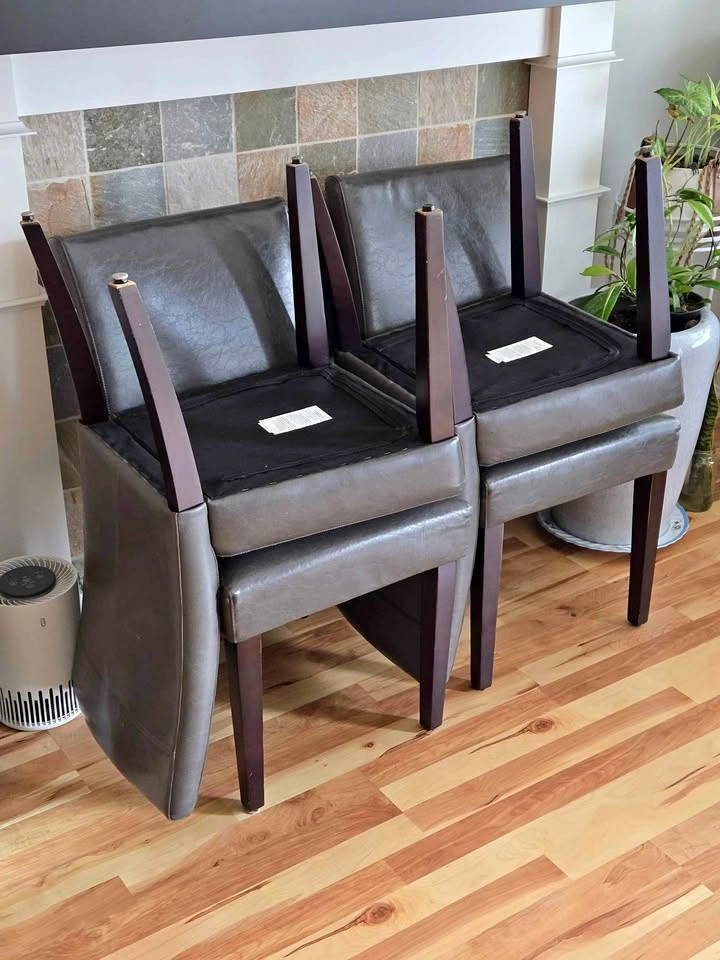 Set of 4 Brown Faux Leather Dining Chairs