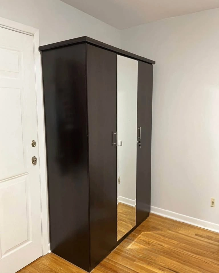 Dark Brown Wooden Wardrobe with Mirror - photo 4