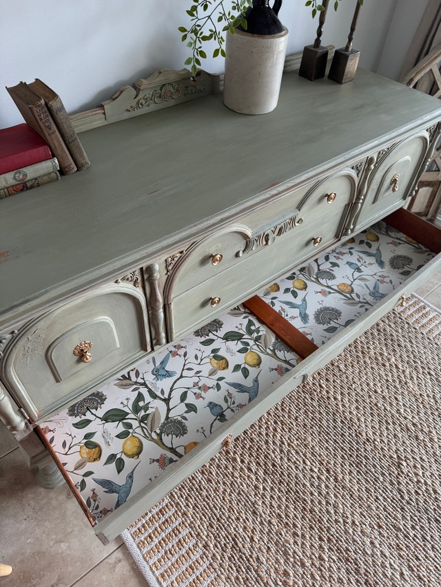 Old World Chippy Jacobean Style Sideboard Refinished - photo 2