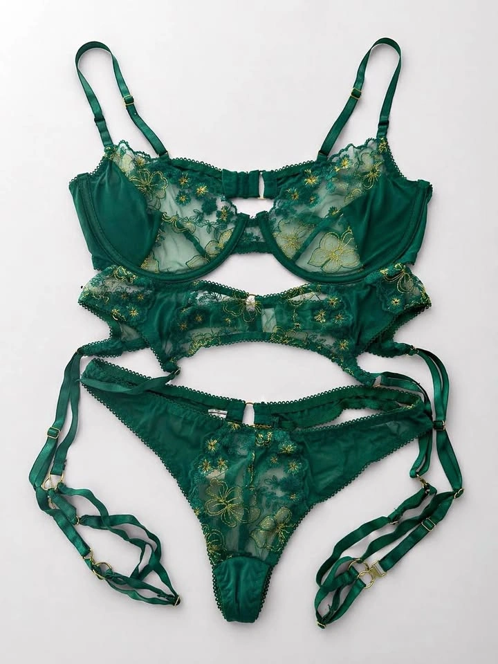 Green Lace Lingerie Set - New