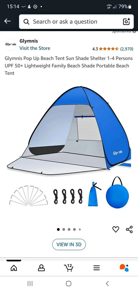 Beach tent sun shade shelter