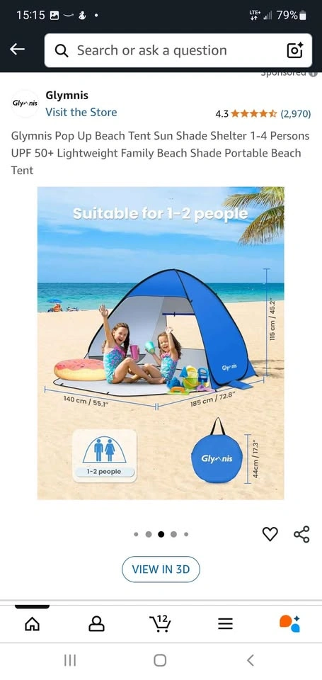 Beach tent sun shade shelter - photo 2