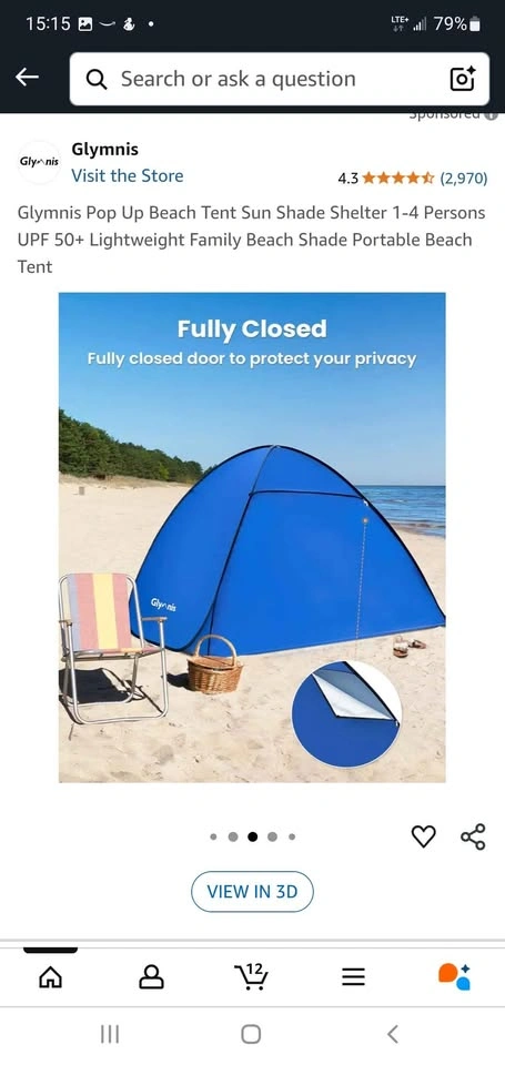 Beach tent sun shade shelter - photo 3