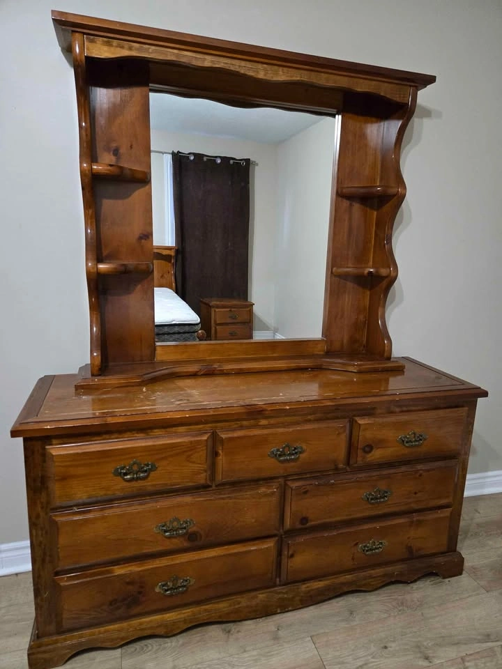 Free Queen bed set with dresser, mirror, and night stands - photo 2