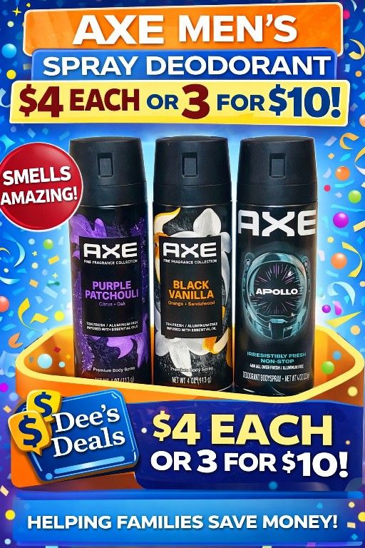 Axe Deodorant 3 For $10