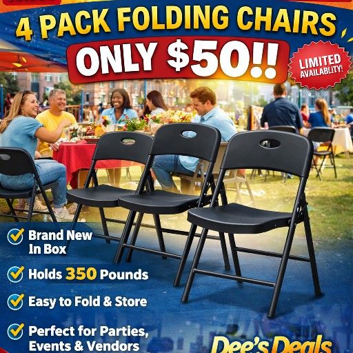 4 Pack Folding Chairs Only $50 Brand New In Box - photo 2