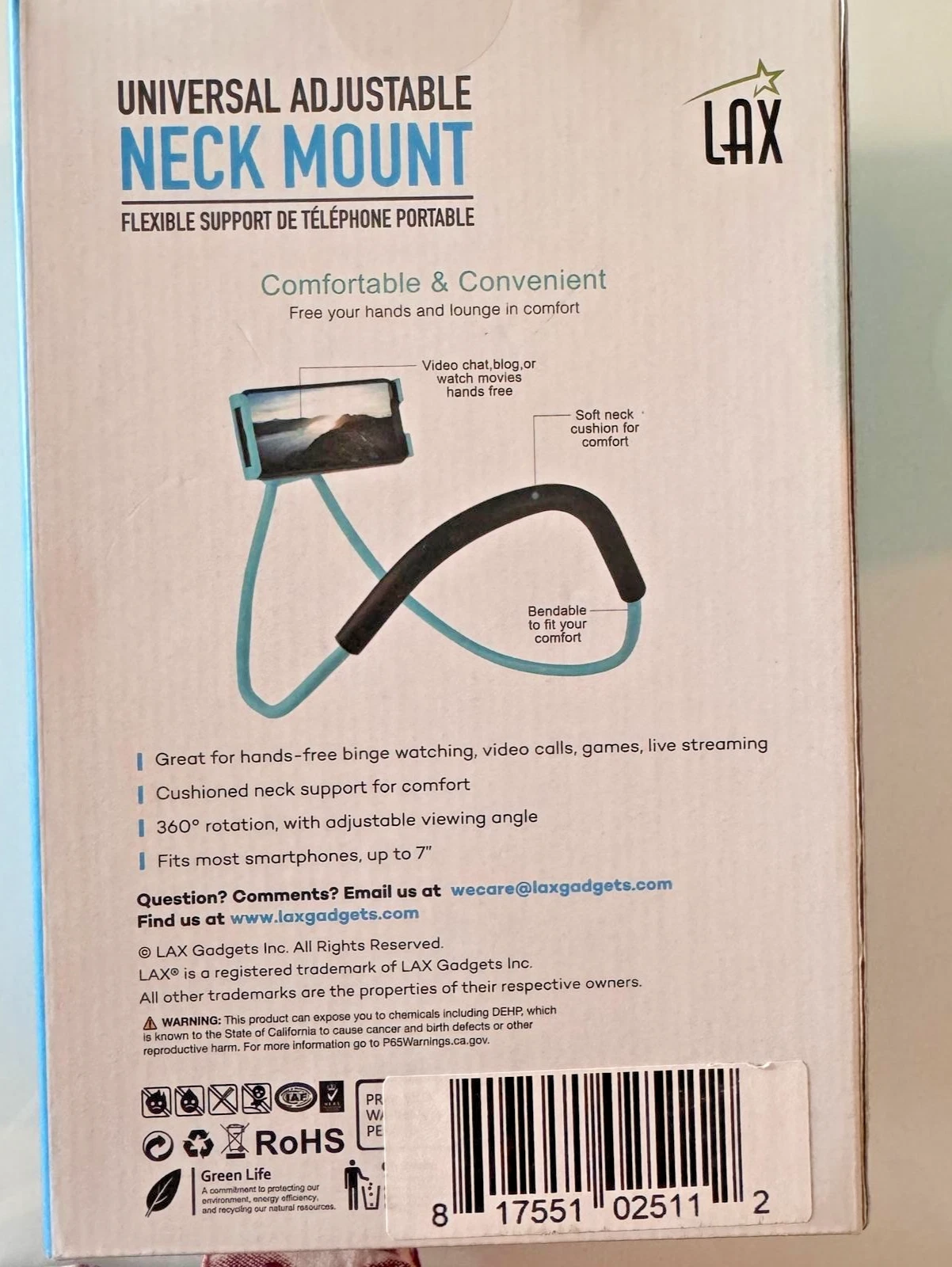 LAX Universal Adjustable Neck Mount Phone Holder New in Box - photo 3