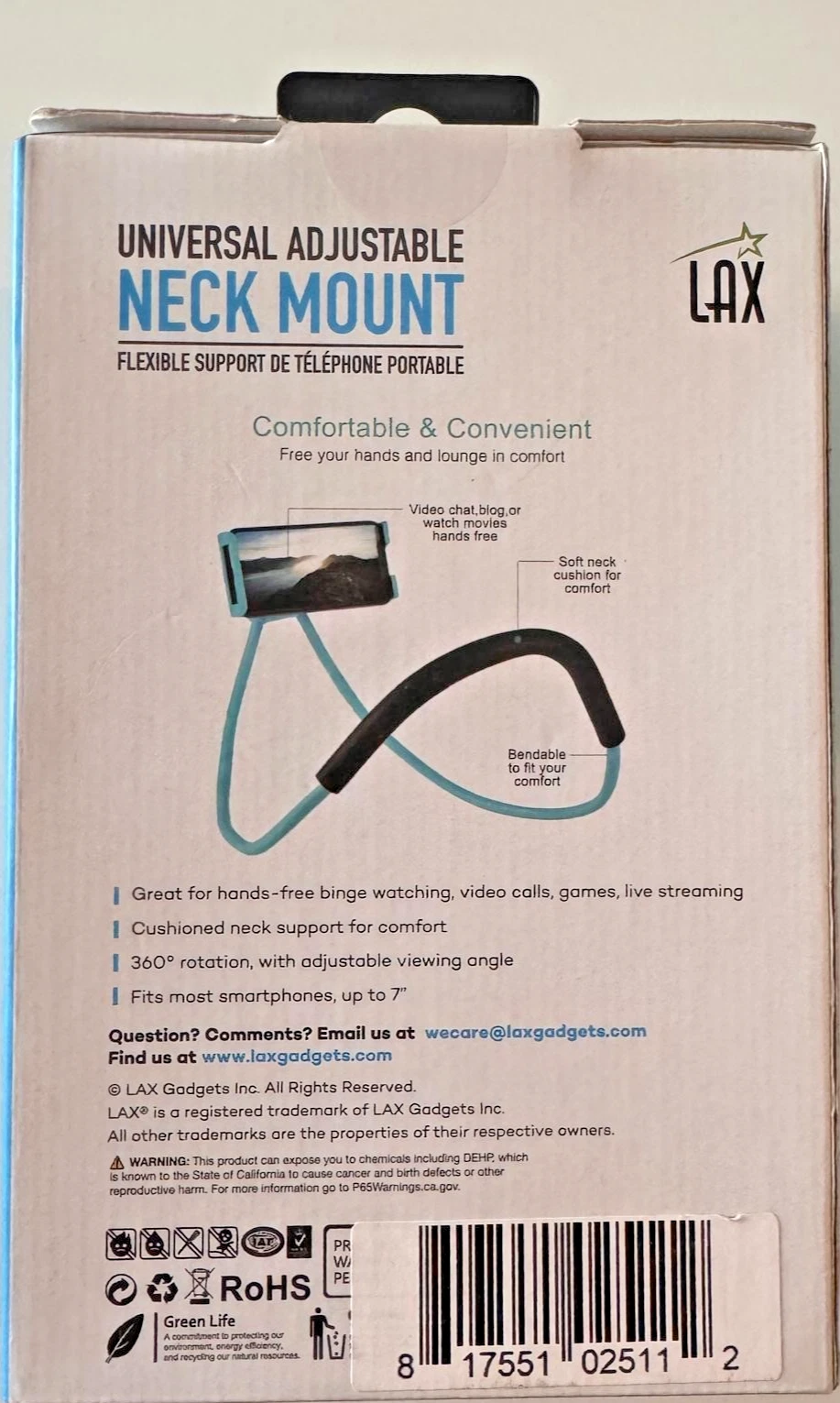 LAX Universal Adjustable Neck Mount Phone Holder New in Box - photo 5