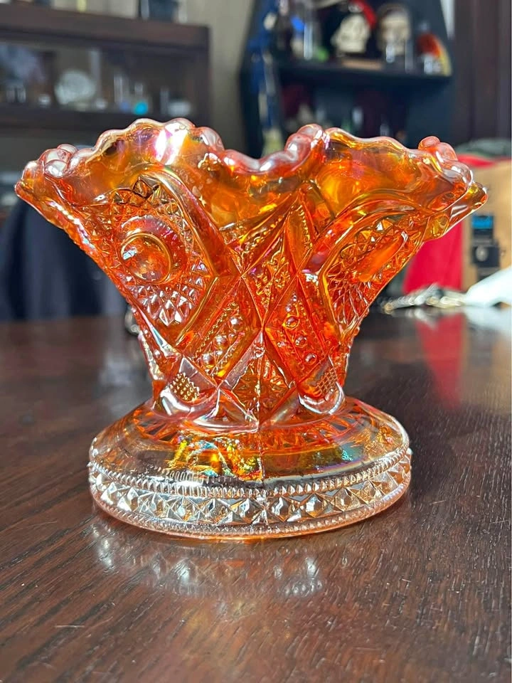 Antique Ornate Carnival Glass Bowl