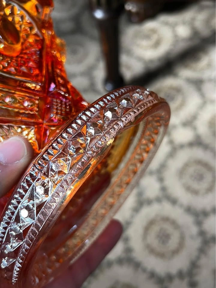 Antique Ornate Carnival Glass Bowl - photo 3