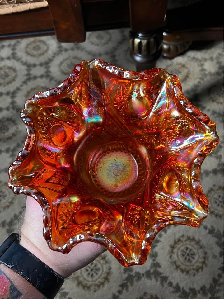 Antique Ornate Carnival Glass Bowl - photo 5