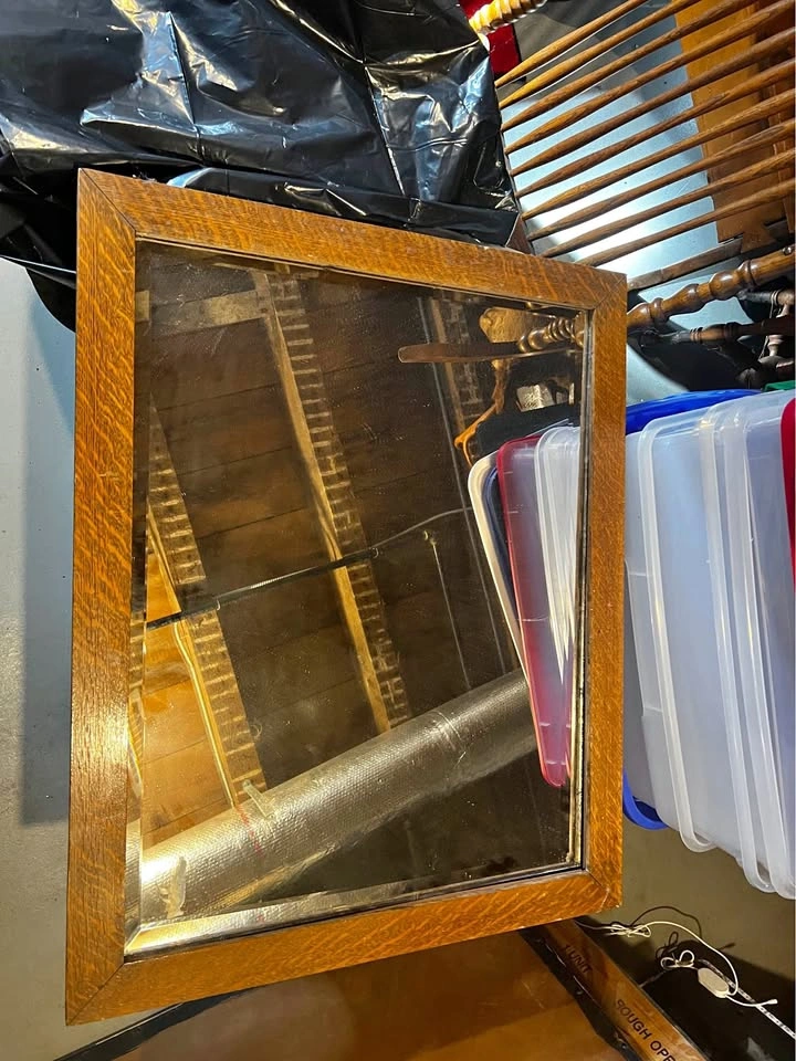 Antique Leaded Beveled Mirror 25.5" tall x 31.5" wide