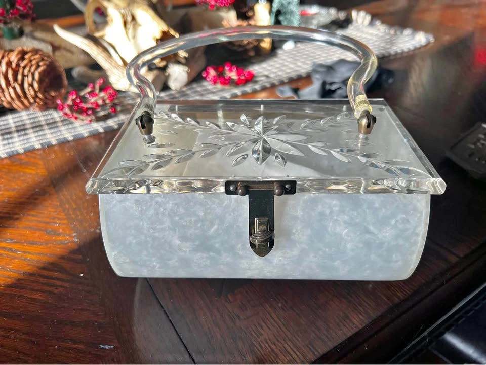Stunning Lucite Charles Kahn Handbag circa 1950's Miami Florida.