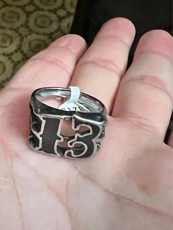 Retro Number 13 Stainless Steel Ring