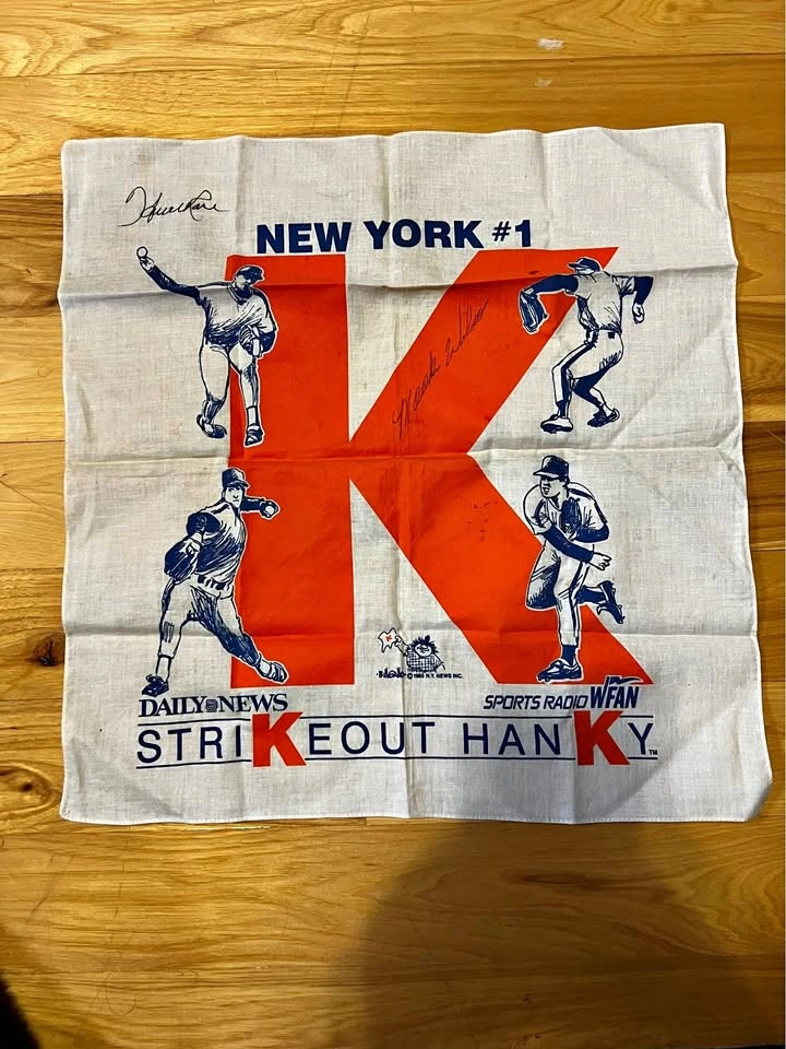 NY Mets Strikeout Hanky - Mookie Wilson & Howie Rose Signed