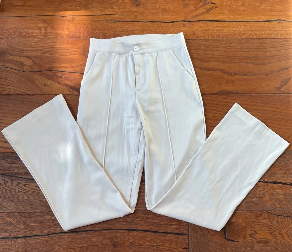 Beige Flared Trousers - Size Small - photo 3