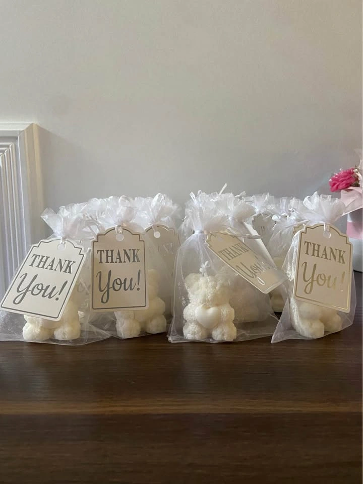 Handmade teddy bear candles 🧸🤍 - photo 2