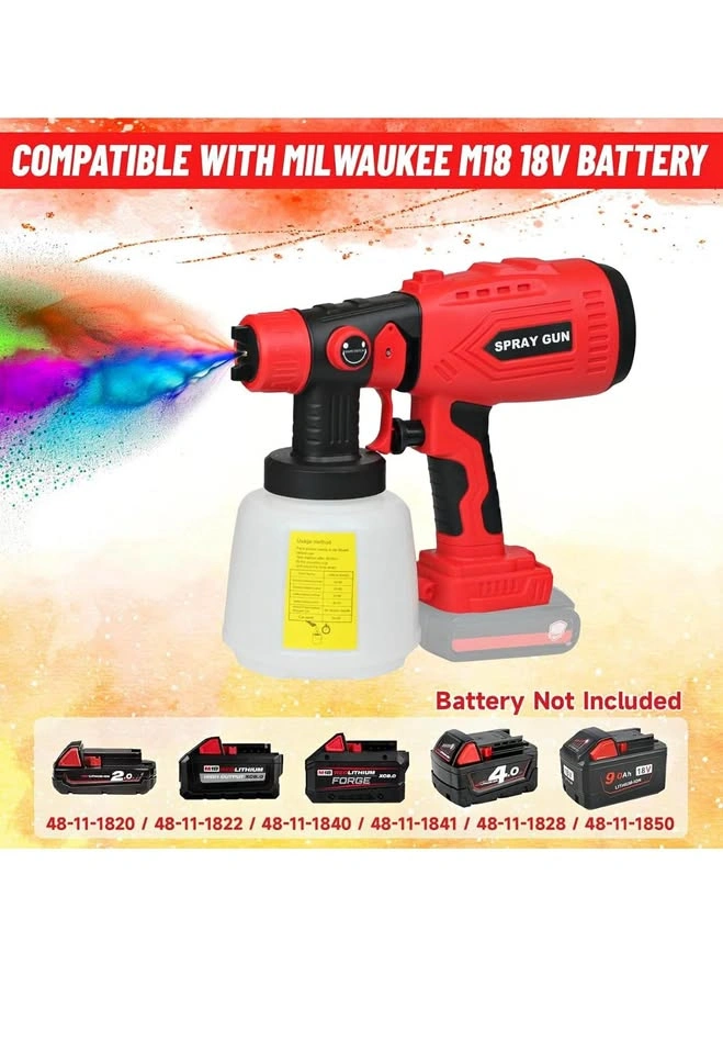 Milwaukee M18 Compatible Spray Gun w/ 4 Brass Nozzles