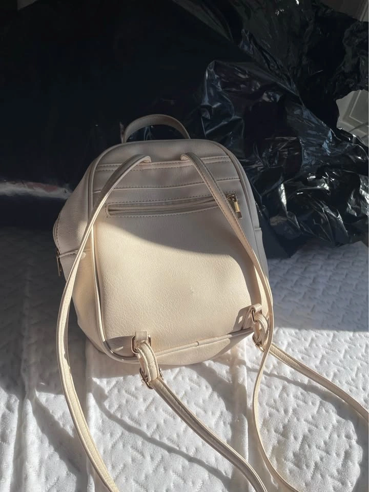 Cream Embossed Leaf Mini Backpack - photo 2