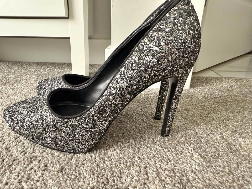 Charles by Charles David Silver Glitter High Heels
