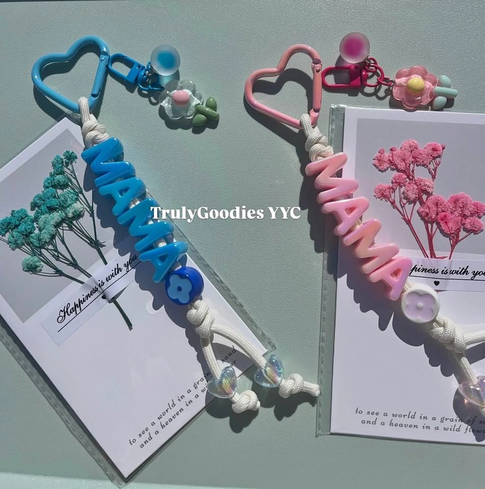 Handmade Name Keychain with Dried Flower Card