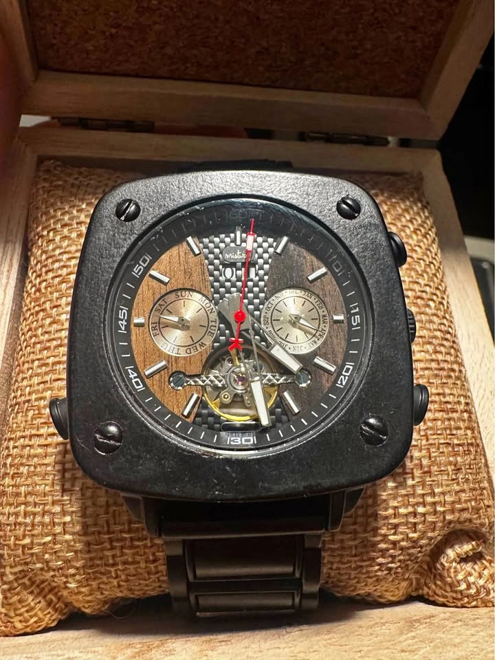 Automatic Open Heart Wooden Watch