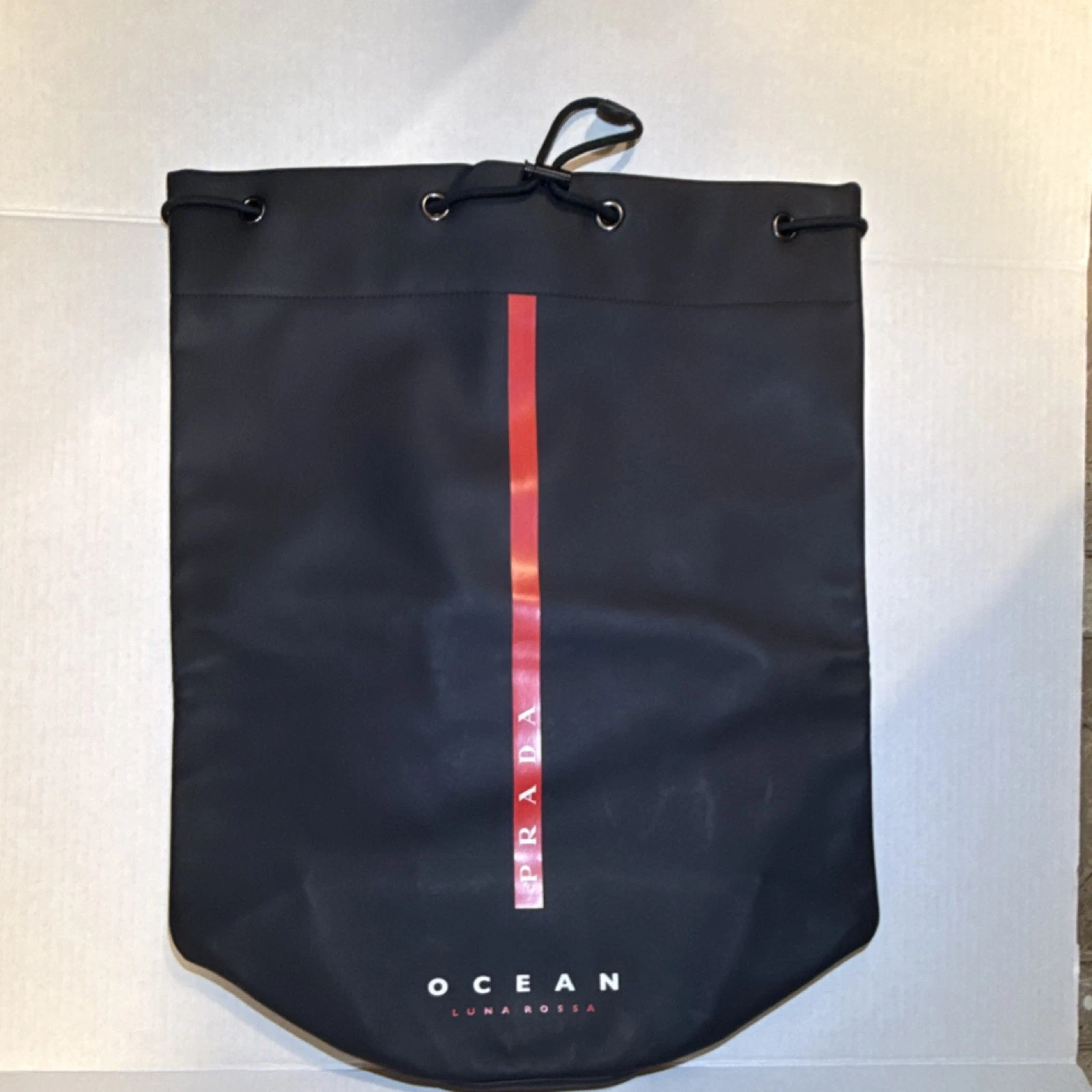 Prada Ocean Luna Rossa Black Accessory Bag Drawstring Adjustable